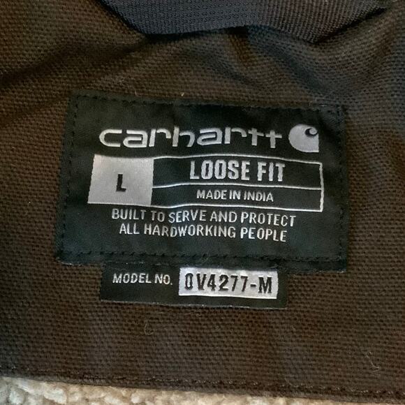 Carhartt Brown Vest Washed Duck Sherpa Lined Mock Neck Mens Large - Picture 8 of 11